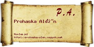 Prohaska Alán névjegykártya